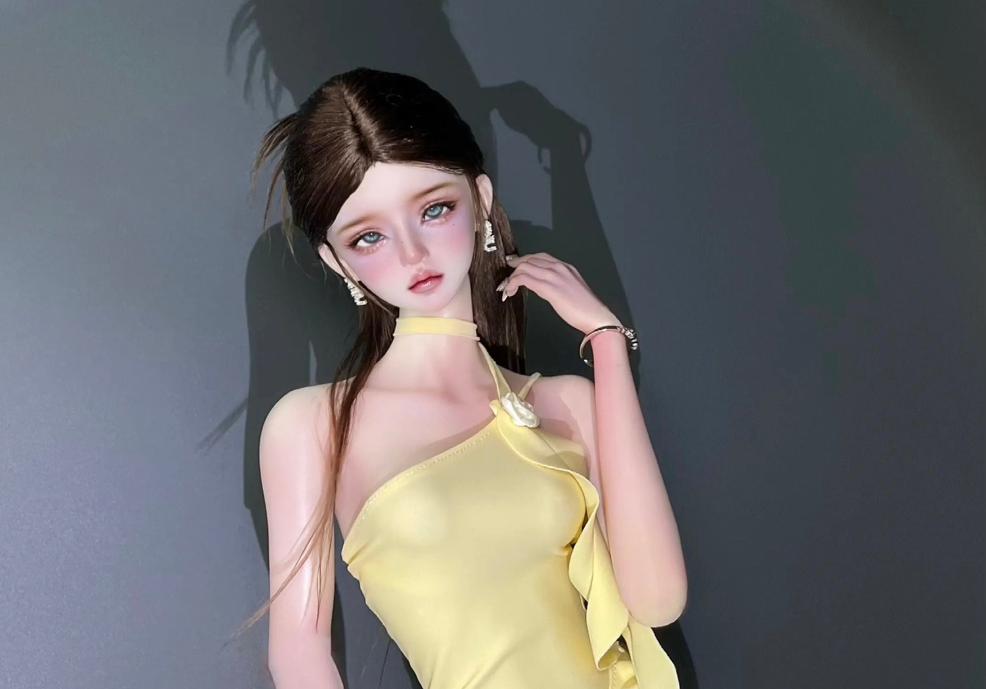 【BJD OUTFIT】1/3 & 1/4 BJD Milk-Yellow Ruffled Dress with Asymmetrical Straps| PREORDER |