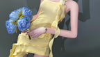 [BJD OUTFIT] 1/3 & 1/4 BJD Milk-Yellow Ruffled Dress with Asymmetrical Straps| PREORDER | 寻野Fire
