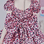 [BJD OUTFIT] 1/3 &1/4 Leopard Print Dress with Necklace & Bow for BJD Dolls YuKibjd
