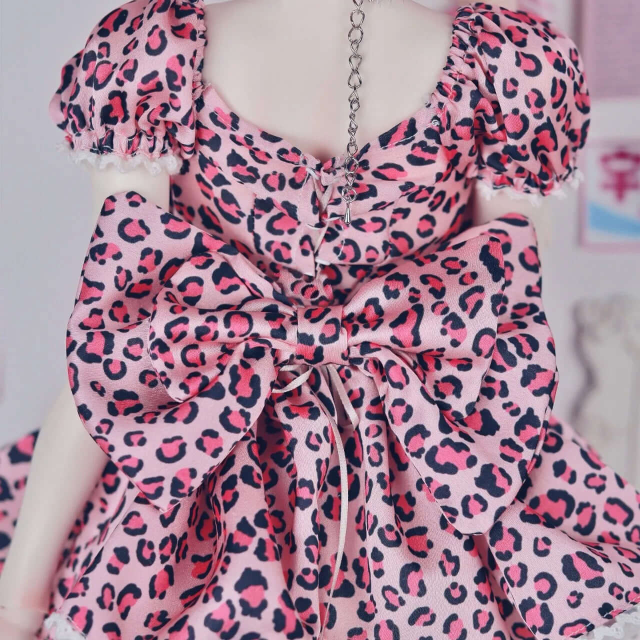 【BJD OUTFIT】1/3 &1/4 Leopard Print Dress with Necklace & Bow for BJD Dolls