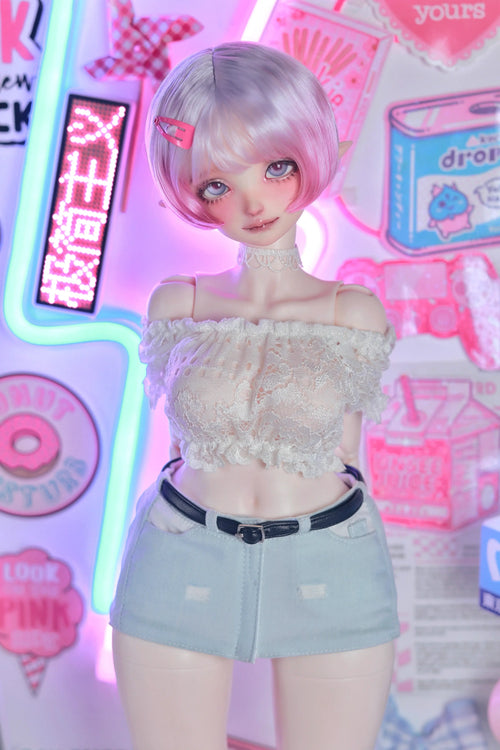 Denim Bodycon Skirt Outfit for BJD Dolls (M/L Bust)