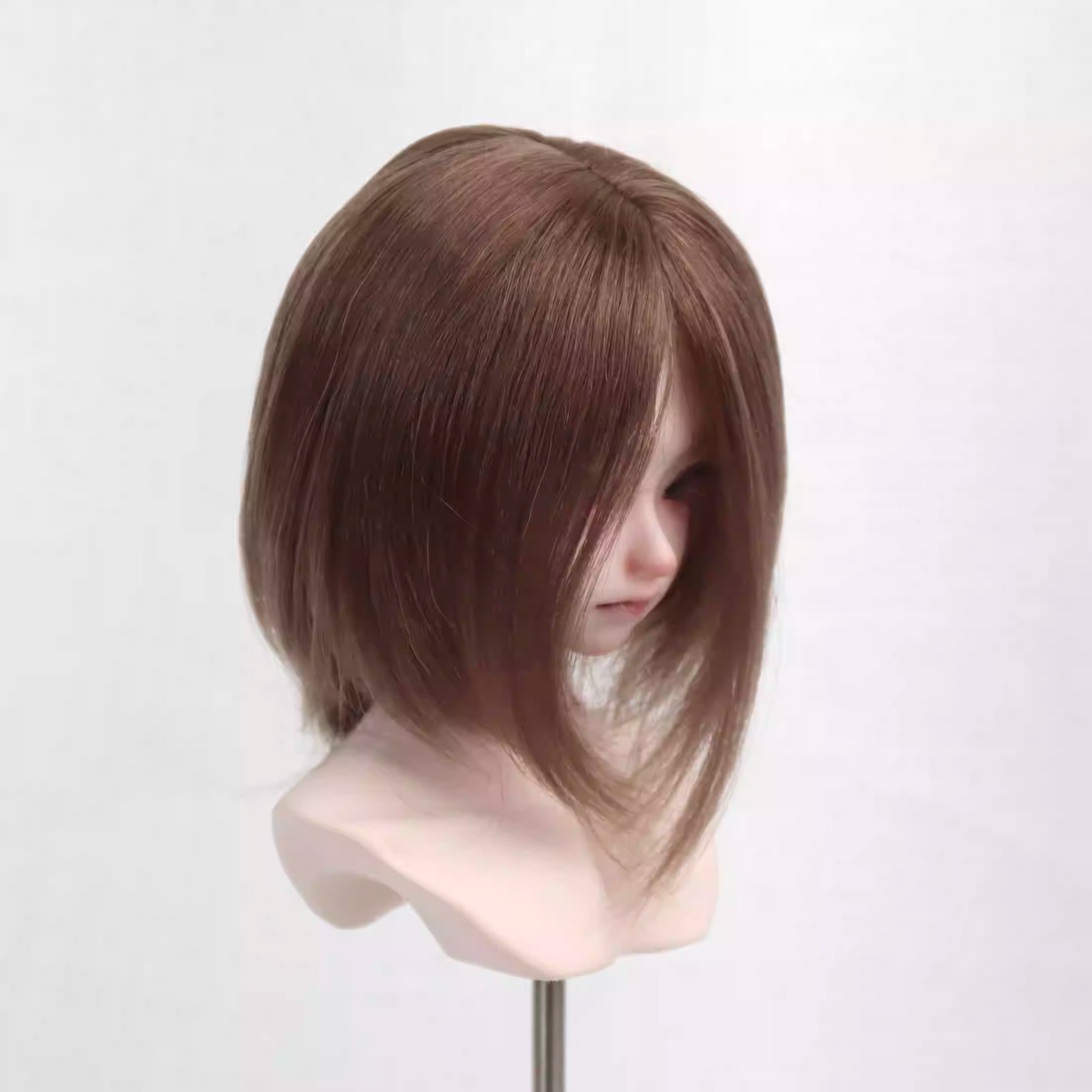 【BJD Wig】1/3 & 1/4 100% mohair straight, medium to short, no-scalp style, one-line sewn hair blank-YuKibjd