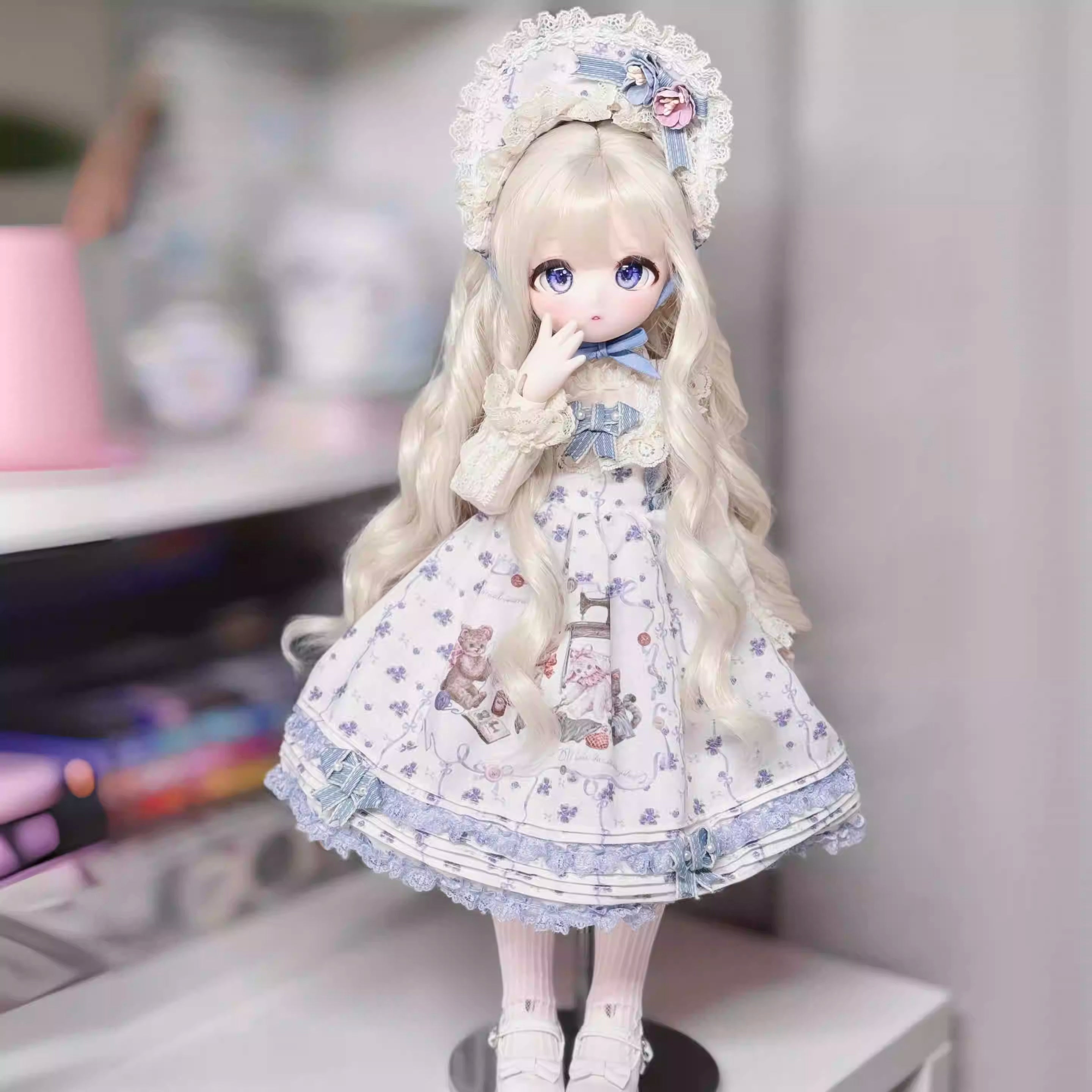 【BJD Wig】1/3 & 1/4 100% soft silk spring curls/pig intestine curls, bangs and long hair-YuKibjd