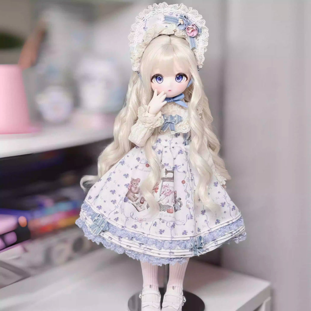 【BJD Wig】1/3 & 1/4 100% soft silk spring curls/pig intestine curls, bangs and long hair-YuKibjd