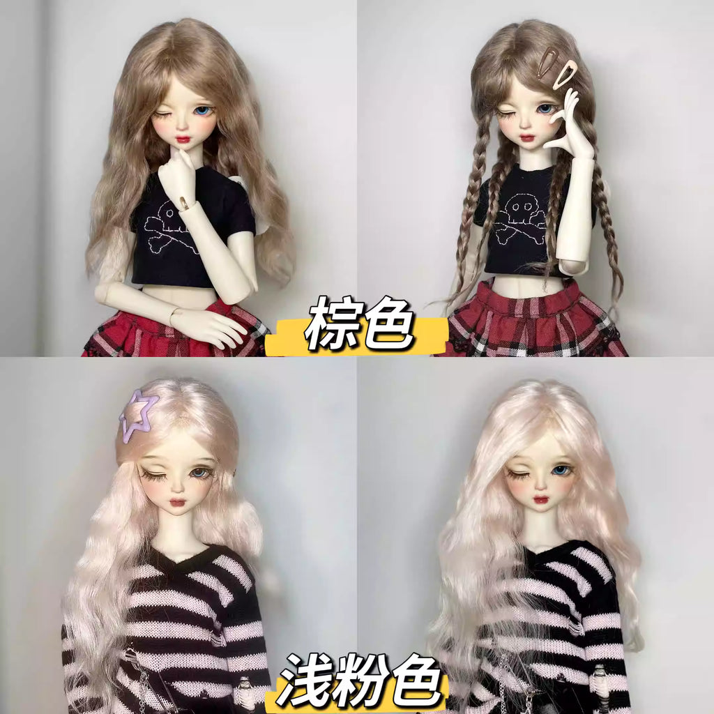 【BJD Wig】1/3 & 1/4 & 1/6 mohair synthetic scalp parting with bangs, long hair wig blank-YuKibjd