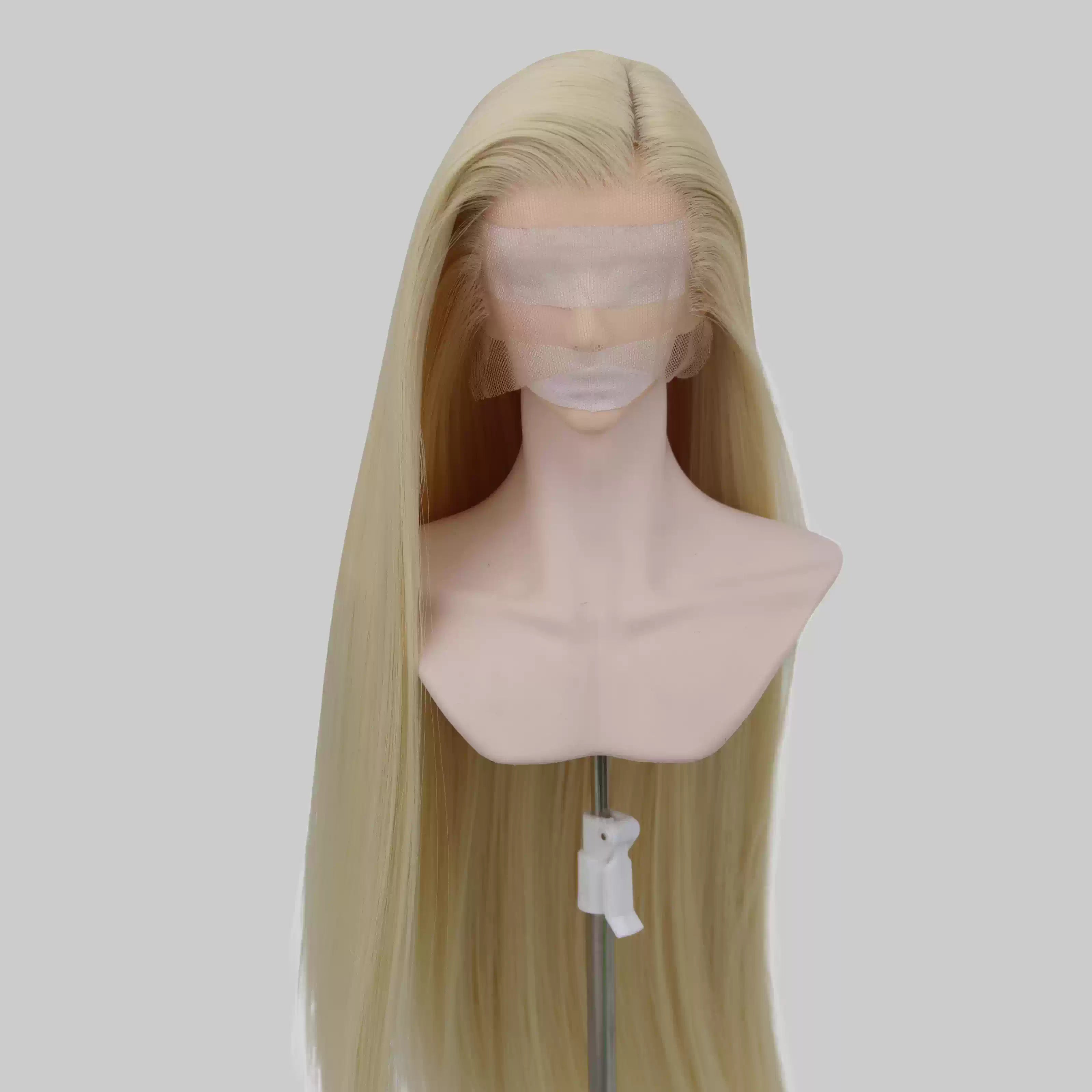 【BJD Wig】1/3 & 1/4 Hand-hooked front lace flat tip double pointed side-parted long hair