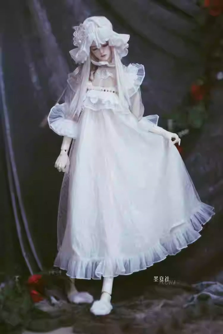 [BJD OUTFIT] 1/3 & 1/4 BJD Pajama Dress Retro Outfit Set 墨夏社MOCHA