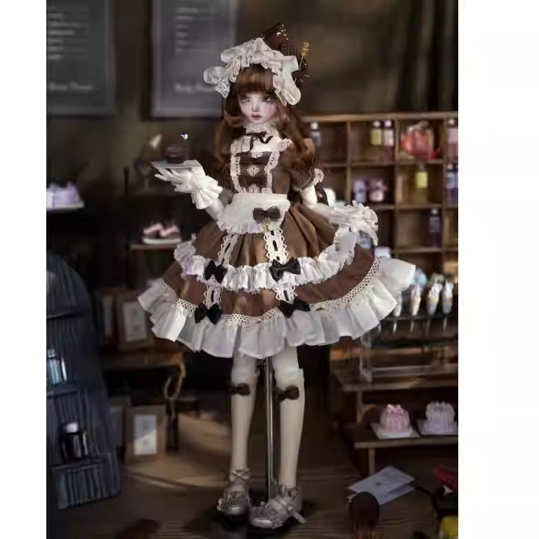 【BJD OUTFIT】1/4 Brown Coffee Maid Lolita Dress