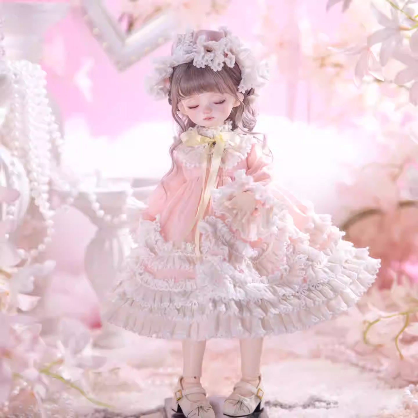 【BJD OUTFIT】1/6 & 1/4 Dreamy Pink Lolita Sleepwear Set