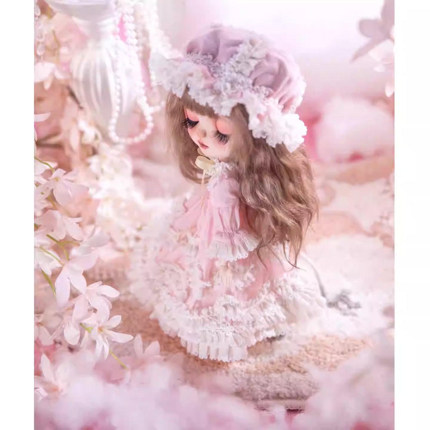 【BJD OUTFIT】1/6 & 1/4 Dreamy Pink Lolita Sleepwear Set