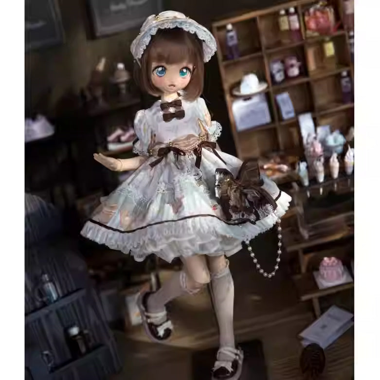 【BJD OUTFIT】1/4  Mint Green and Brown Lolita Dress