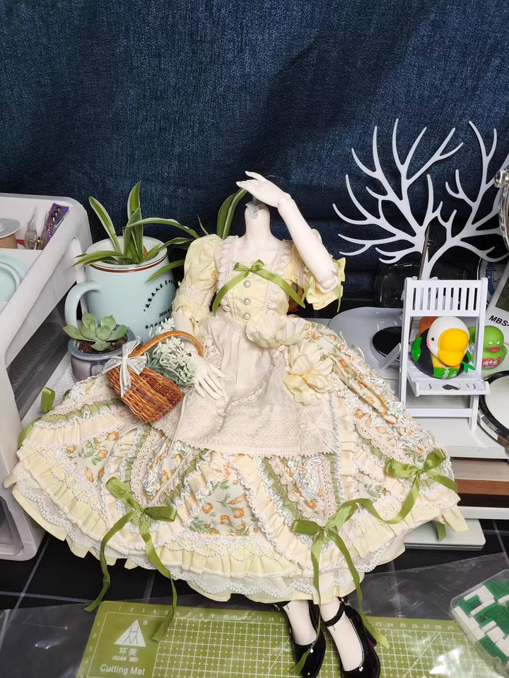 【BJD OUTFIT】1/4 Yellow-Green Lolita Forest Dress