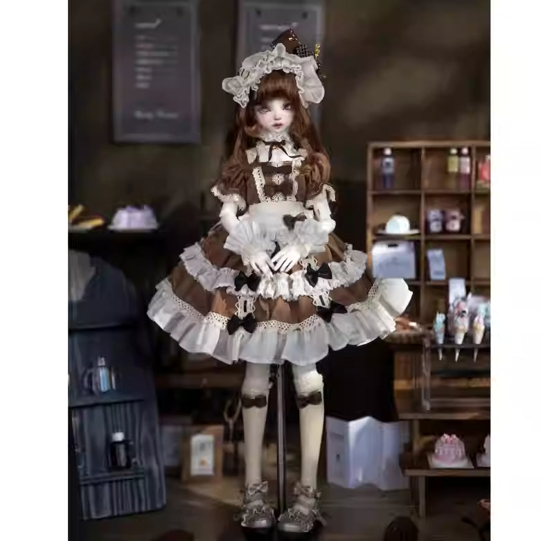 【BJD OUTFIT】1/4 Brown Coffee Maid Lolita Dress