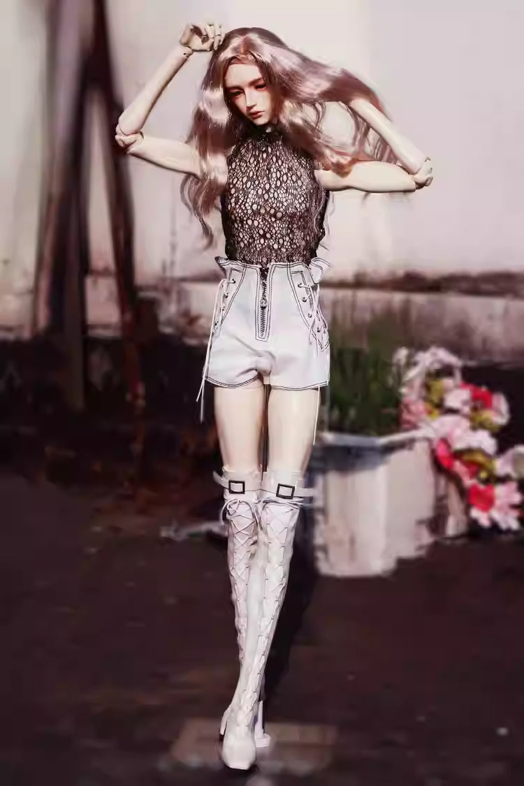 [BJD OUTFIT] ID75 Lace-Up Thigh-High Over-the-Knee Boots 墨夏社MOCHA