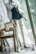 [BJD OUTFIT] ID75 Lace-Up Thigh-High Over-the-Knee Boots 墨夏社MOCHA