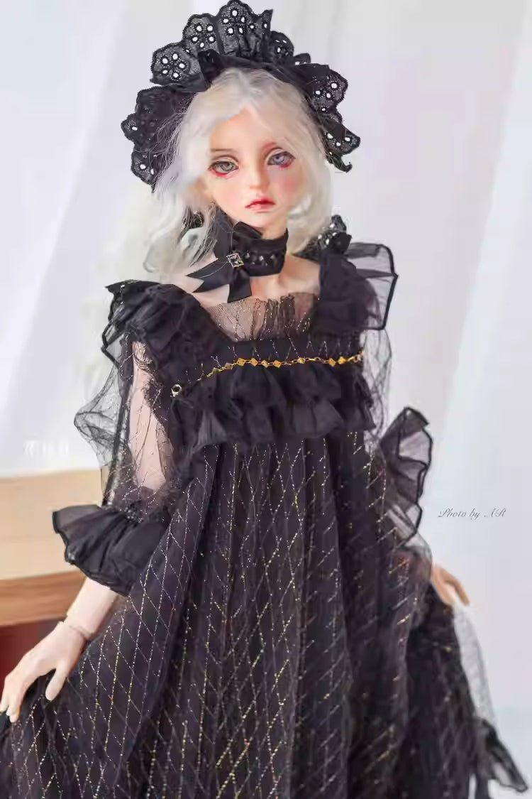 [BJD OUTFIT] 1/3 & 1/4 BJD Pajama Dress Retro Outfit Set 墨夏社MOCHA