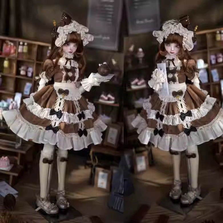 【BJD OUTFIT】1/4 Brown Coffee Maid Lolita Dress