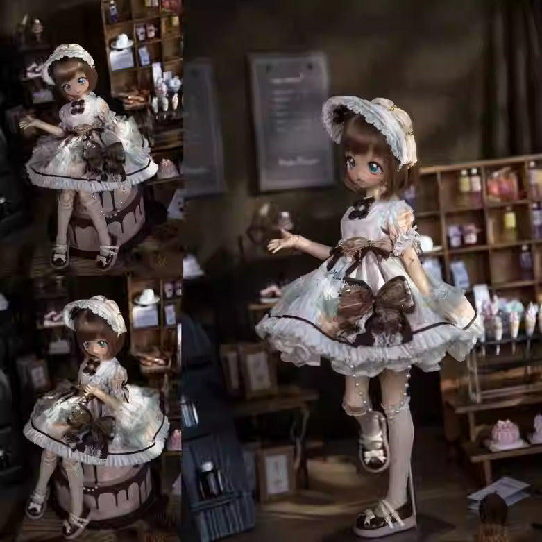 【BJD OUTFIT】1/4  Mint Green and Brown Lolita Dress