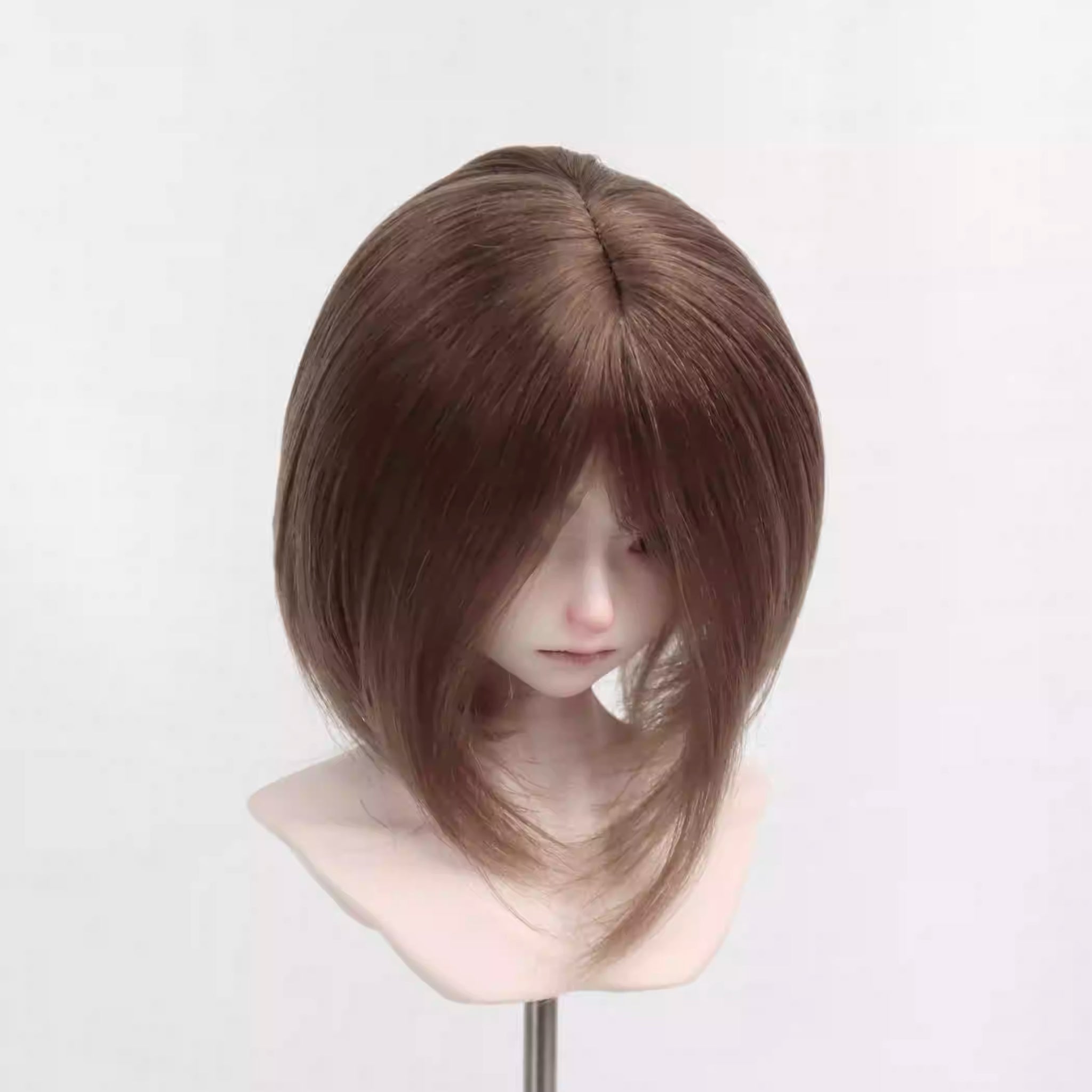 【BJD Wig】1/3 & 1/4 100% mohair straight, medium to short, no-scalp style, one-line sewn hair blank-YuKibjd