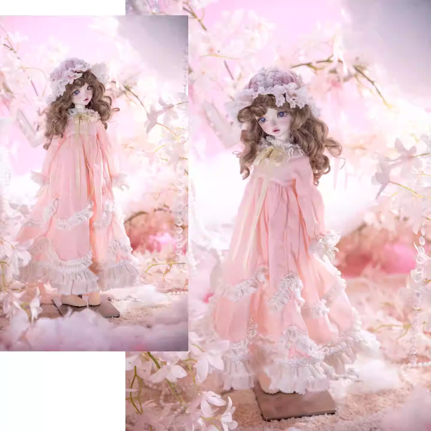【BJD OUTFIT】1/6 & 1/4 Dreamy Pink Lolita Sleepwear Set
