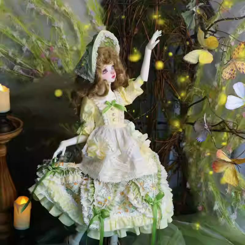 【BJD OUTFIT】1/4 Yellow-Green Lolita Forest Dress