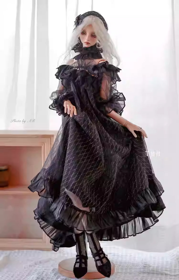 [BJD OUTFIT] 1/3 & 1/4 BJD Pajama Dress Retro Outfit Set 墨夏社MOCHA