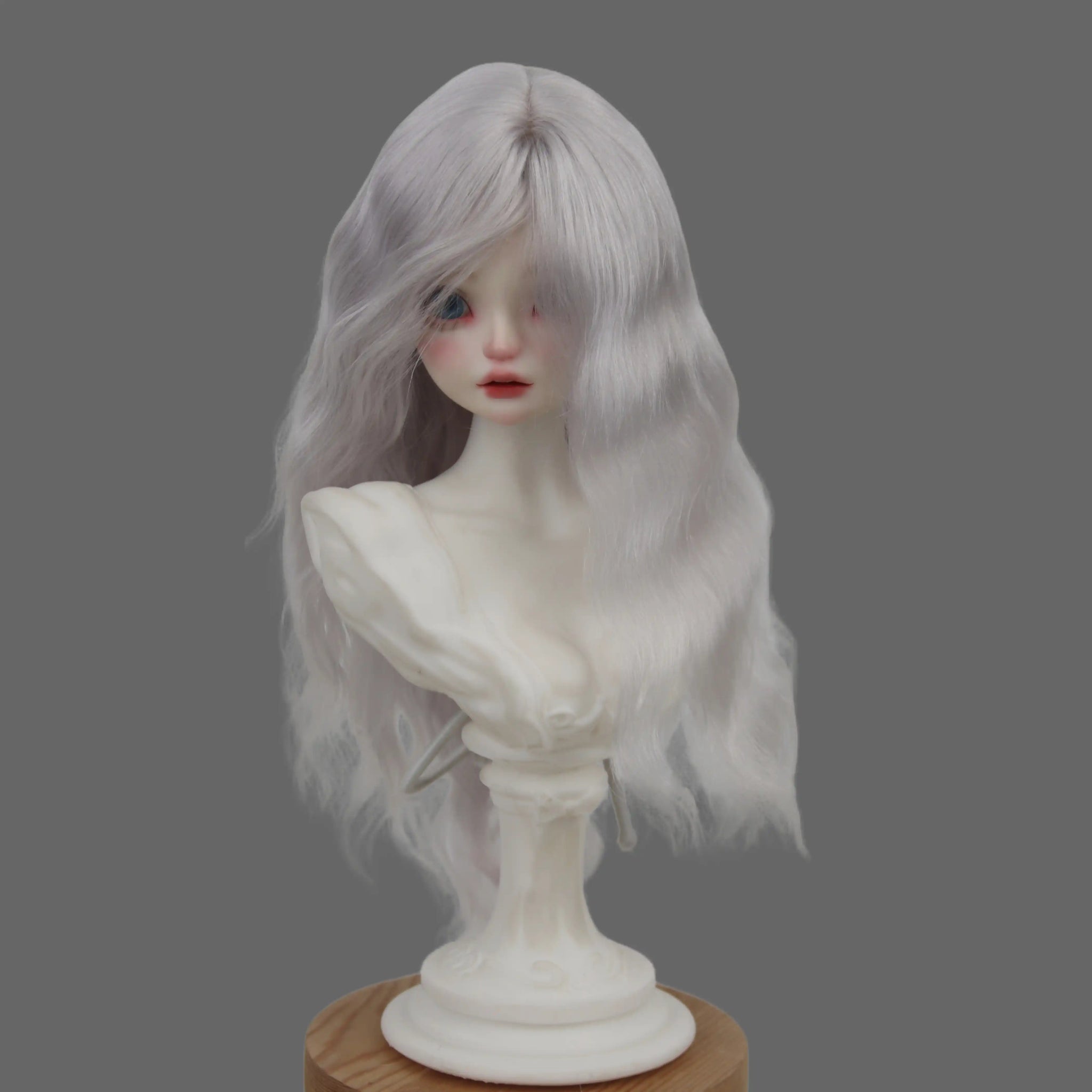 【BJD Wig】1/3 & 1/4 & 1/6 mohair synthetic scalp parting with bangs, long hair wig blank-YuKibjd